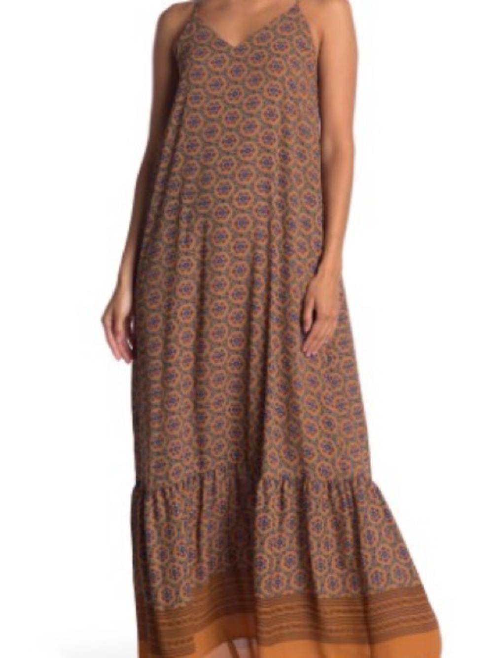 WEST KEI V-Neck Sleveless Flounced Maxi Dress Size M